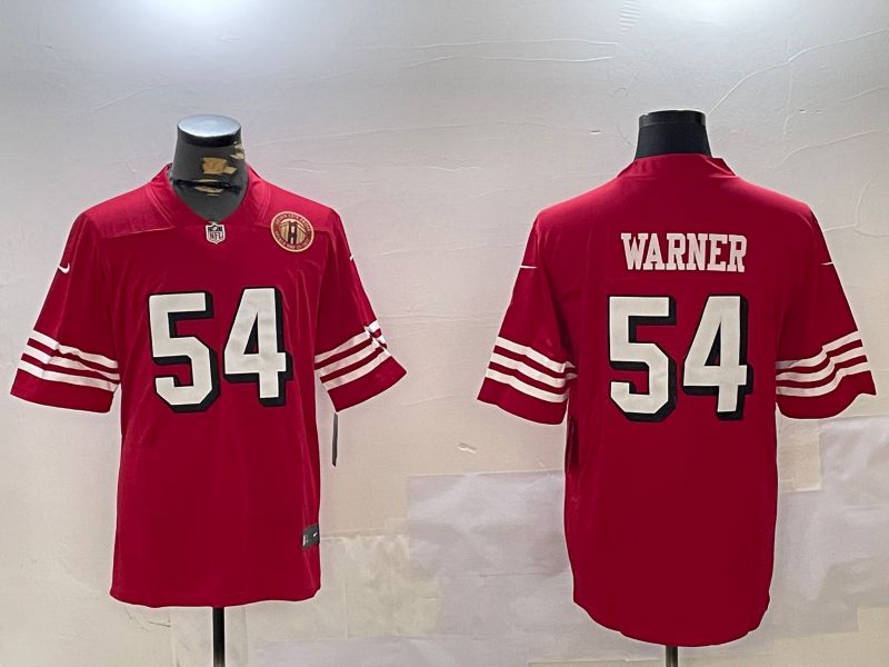 Men San Francisco 49ers #54 Warner Red Throwback 2024 Nike Limited NFL Jersey style 5->san francisco 49ers->NFL Jersey